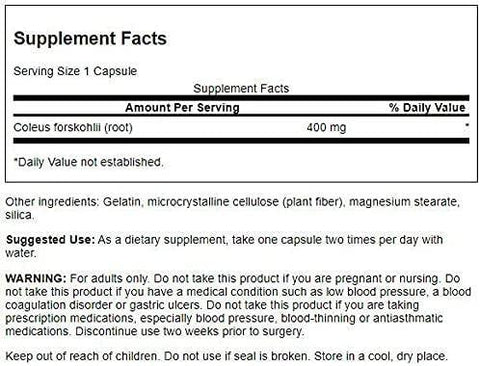 Coleus Forskohlii - 400mg - 60 capsules - Swanson