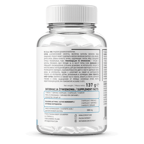 D.A.A D-asparaginezuur - 120 Capsules - Ostrovit