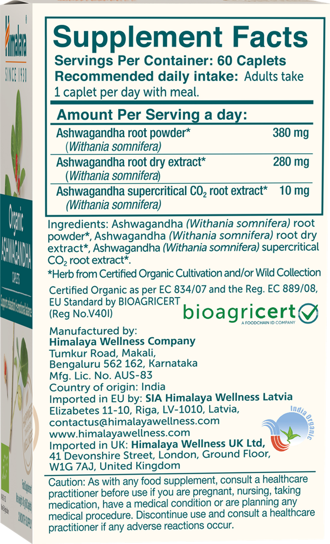 Himalaya Organic Ashwagandha - 60 capsules