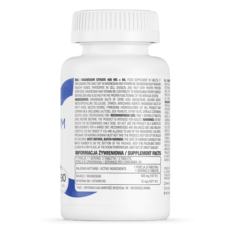 OstroVit Magnesiumcitraat 400 mg + B6 90 tabletten