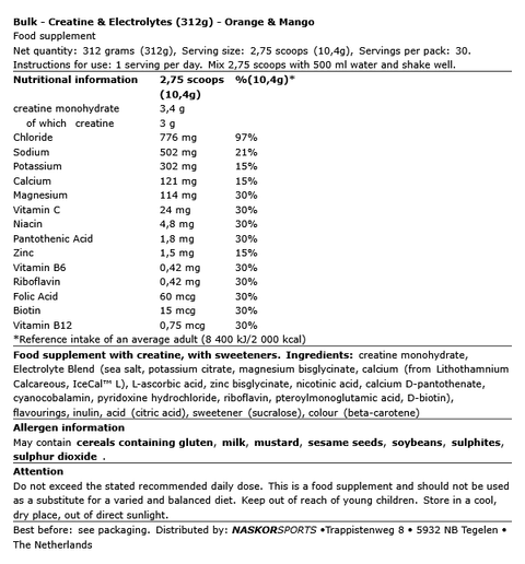 Creatine & Electrolytes Powder - Bulk