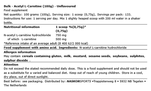 Acetyl-L-Carnitin Pulver – Bulk