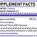 D-AA (D-Aspartic Acid) met HydroPerine™ - 120 Capsules - Turkesterone Europe
