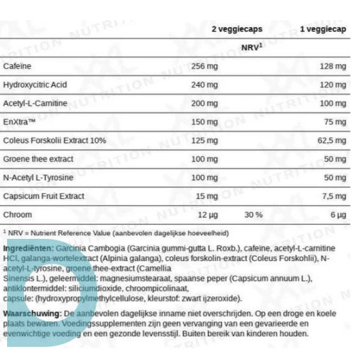 XXL Nutrition Fat Metabolic Support - Black Edition 120 capsules