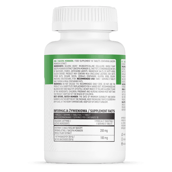 12 x Bacopa Monnieri 200mg - 90 Tablets - OstroVit