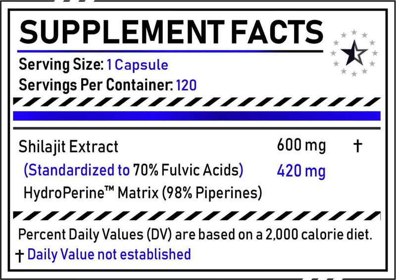 Shilajit+ 70% Fulvic Acids met HydroPerine™ - 120 Capsules (600mg) - Turkesterone Europe