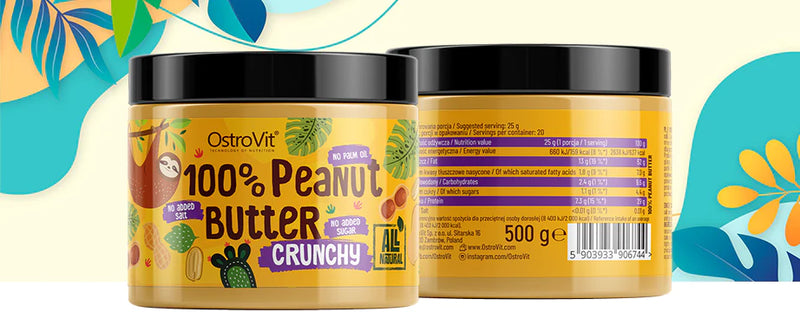 Peanut Butter 100% 500 g - Crunchy - OstroVit