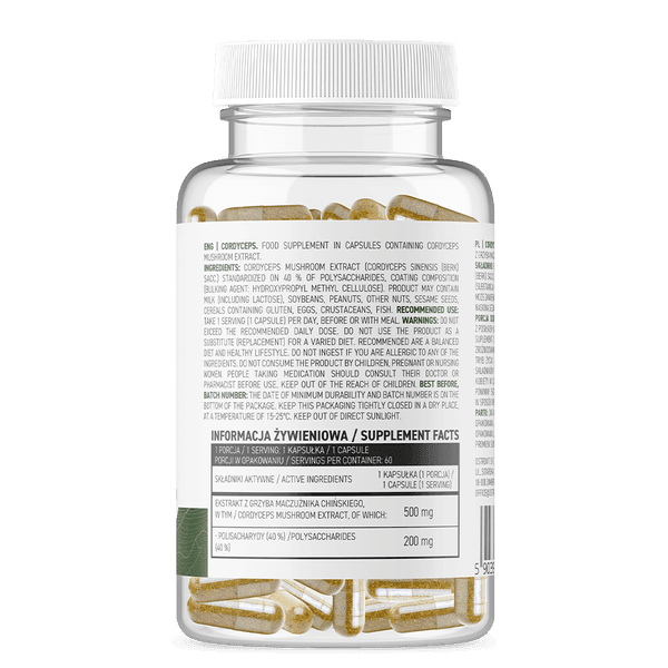 36 x Cordyceps 500mg - Vegan - 60 Capsules - OstroVit