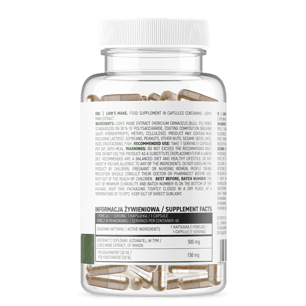 36 x Lion's Mane 500mg - Vegan - 60 Capsules - OstroVit