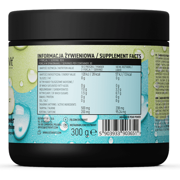 Aqua Kick Pear Power - Caffeine + Taurine - 300g - OstroVit