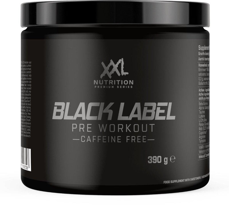 Black Label Pre-Workout - Cafeine Vrij - 390g - XXL Nutrition