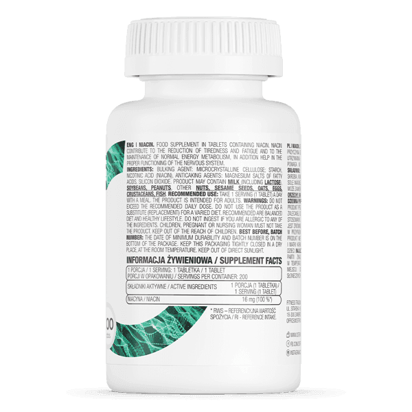 Niacin 16mg - 200 Tablets - OstroVit