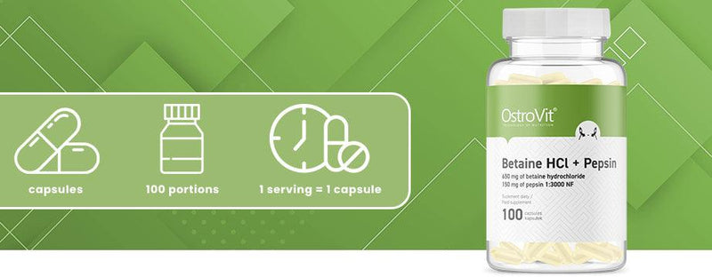 OstroVit Betaine HCl + Pepsine 100 capsules