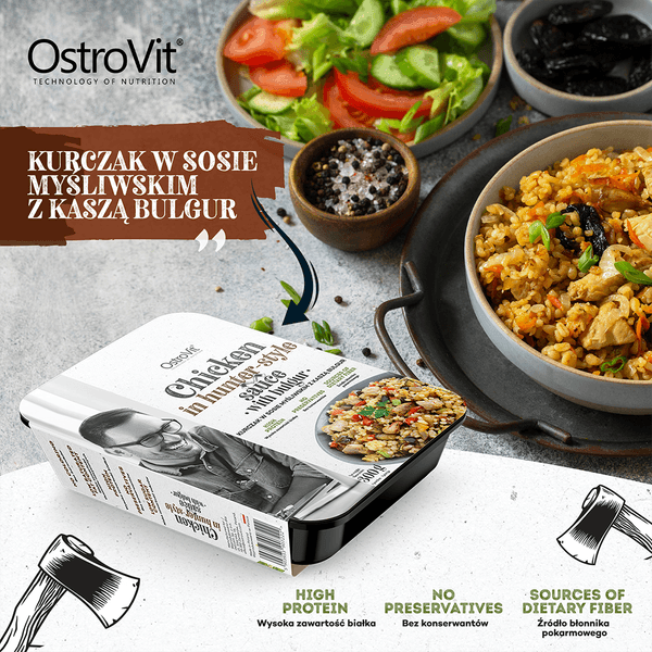 OstroVit Kipschotel in jagerssaus met bulgur 300 g Kipschotel in jagerssaus met bulgur