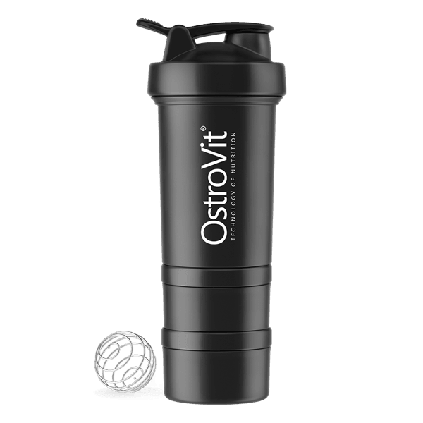 Shaker Premium 450 ml with 2 pill boxes and mixing ball - OstroVit