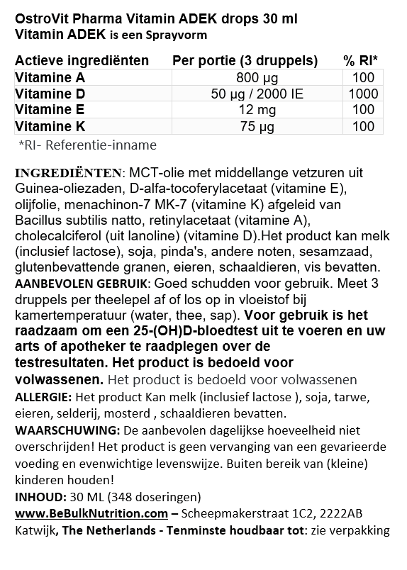Vitamin ADEK Pharma - Druppels - 30ml - OstroVit