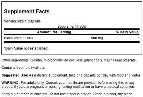Zwarte Walnoot Schillen - 500mg - 60 Capsules - Swanson